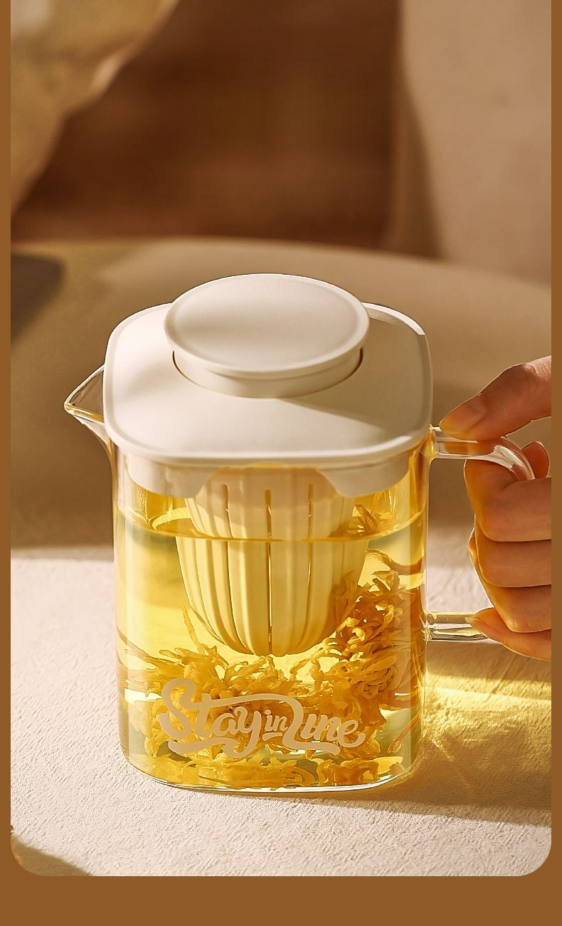 Vaso de vidrio Xilekou para uso doméstico y de oficina, con separación de agua, alto contenido de borosilicato, gran capacidad, apto para preparar té de hierbas._voghion.com