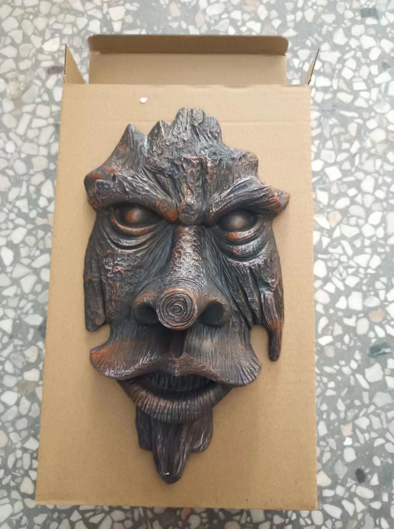 Προσομοιωμένες χειροτεχνίες προσώπου, διακοσμήσεις ρητίνης κήπου αυλής, δημιουργικά στολίδια προσώπου δέντρου με κινούμενα σχέδια για εξωτερικούς χώρους_voghion.com