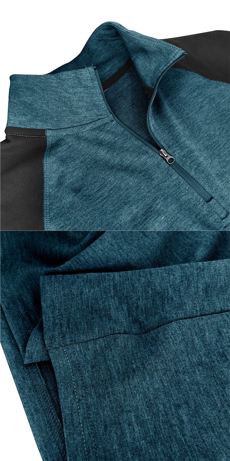 ActiveGo ActiveGo Cross-Border European And American Long Sleeve Zipper High Men's Pullover Color Block Stand Collar Outdoor Sweatshirt_voghion.com