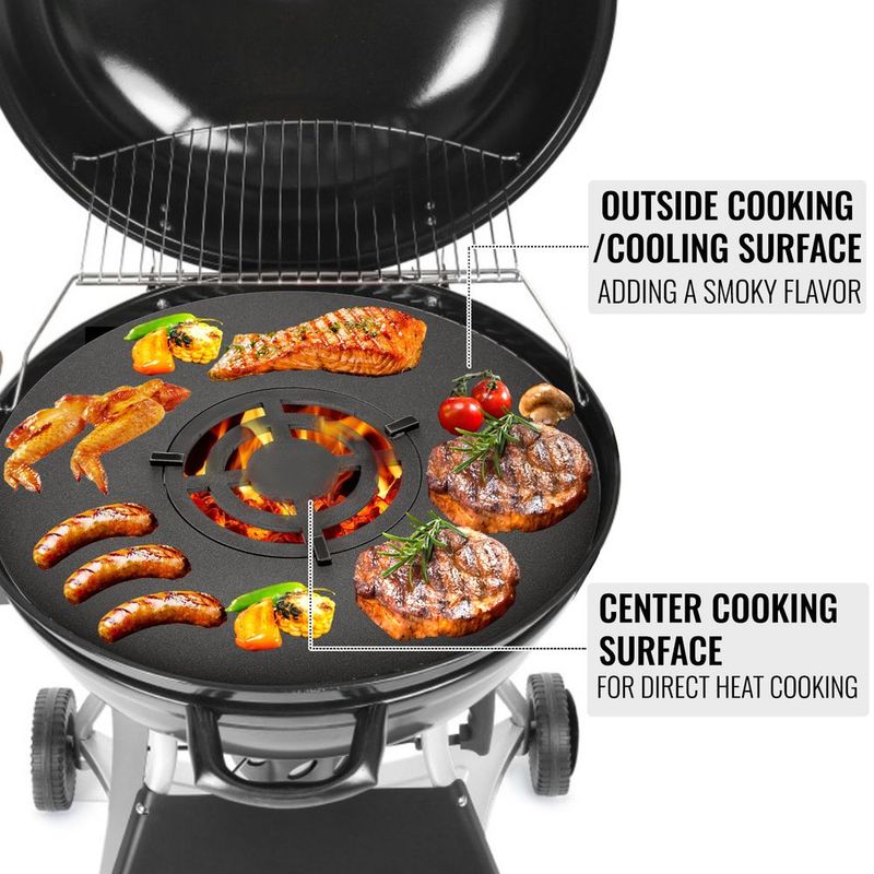VEVOR 40" Replacement BBQ Grill Griddle Grate, Carbon Steel Griddle Grill With Center Grate, Easy Maintenance Grate Insert For 18 Inch Kettle BBQ, Griddle Grill Attachment For Round Grills, Burgers_voghion.com