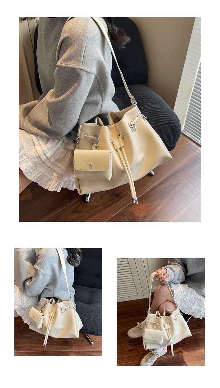 Women's Fashion Tote Bag Large Capacity Casual Shoulder Crossbody Bag For Daily Use, PU Material With Magnetic Closure, Cyber Style Bucket Bag_voghion.com