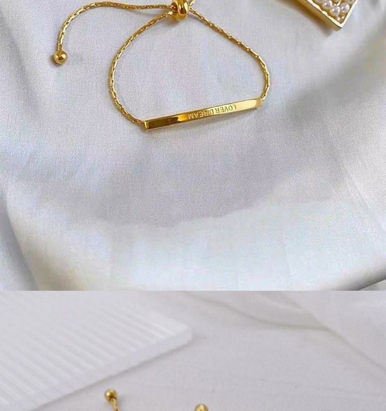 Bracciale in acciaio al titanio con lettere dorate, fatto a mano, alla moda, versatile, semplice, personalità, nicchia_voghion.com