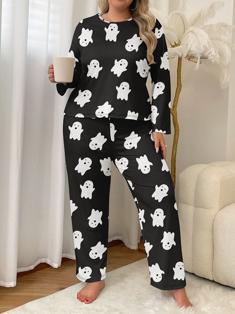 Dames Nachtkleding Herfst Stijl Melk Zijden Pyjama Dames Thuis Kleding Plus Size Casual Lange Mouwen Broek Pak_voghion.com