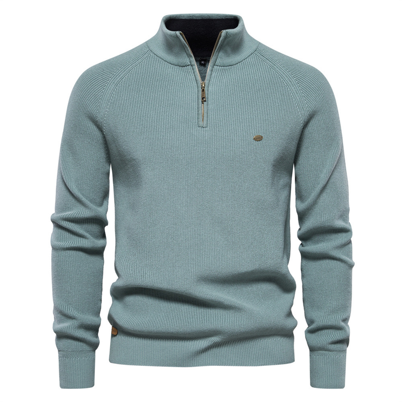 Nieuwe herfst- en wintertrui voor heren in Europese maat, heren met lange mouwen, halve rits, opstaande kraag, effen kleur, casual trendtrui die bij elkaar past_voghion.com