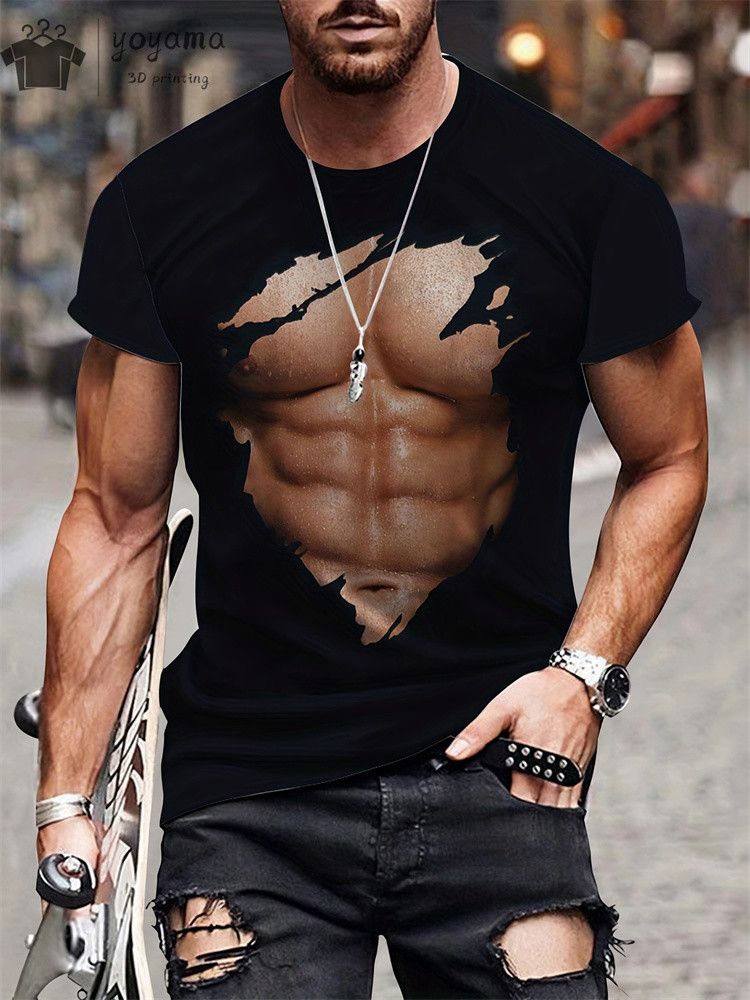 Funny 3D Printing Muscle Printed T-Shirt Gym Clothing Men Summer Streetwear T-Shirt Tops Harajuku Fashion Short Sleeve Tee_voghion.com