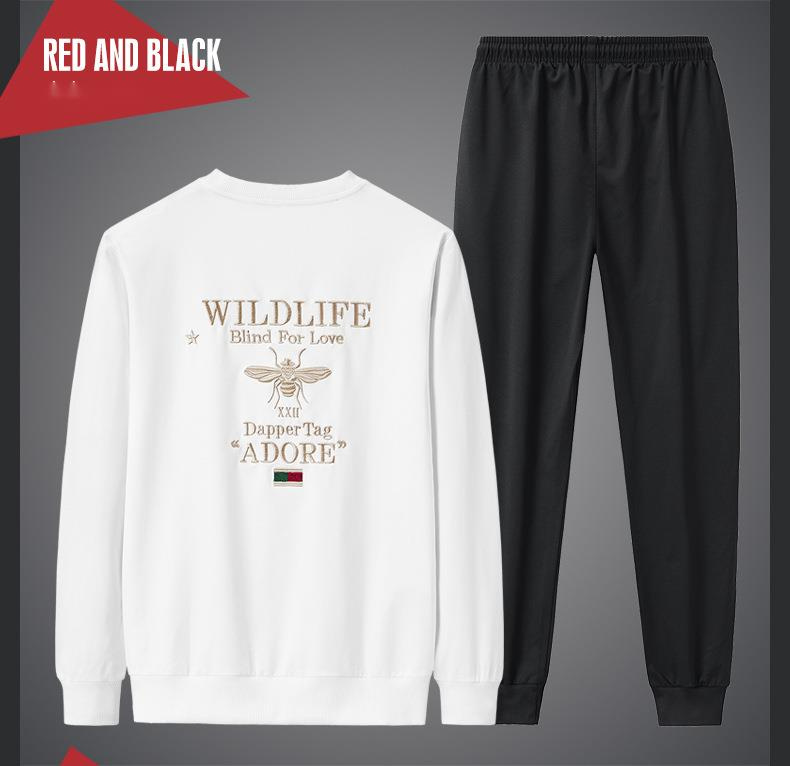 2023 novo conjunto de primavera moda masculina bordado pequena abelha conjunto masculino_voghion.com