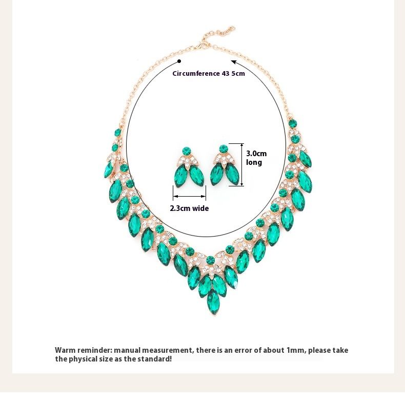 Collar y aretes exagerados, cadena corta de clavícula de cristal, conjunto de dos piezas para mujer, accesorios de moda_voghion.com