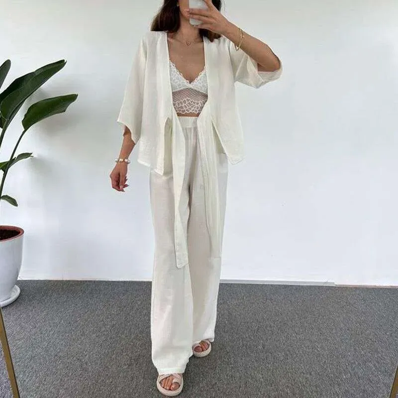 Spring New Fashionable Elegant Women's Outfit Casual Versatile Cardigan And Long Pants Two-Piece Set_voghion.com