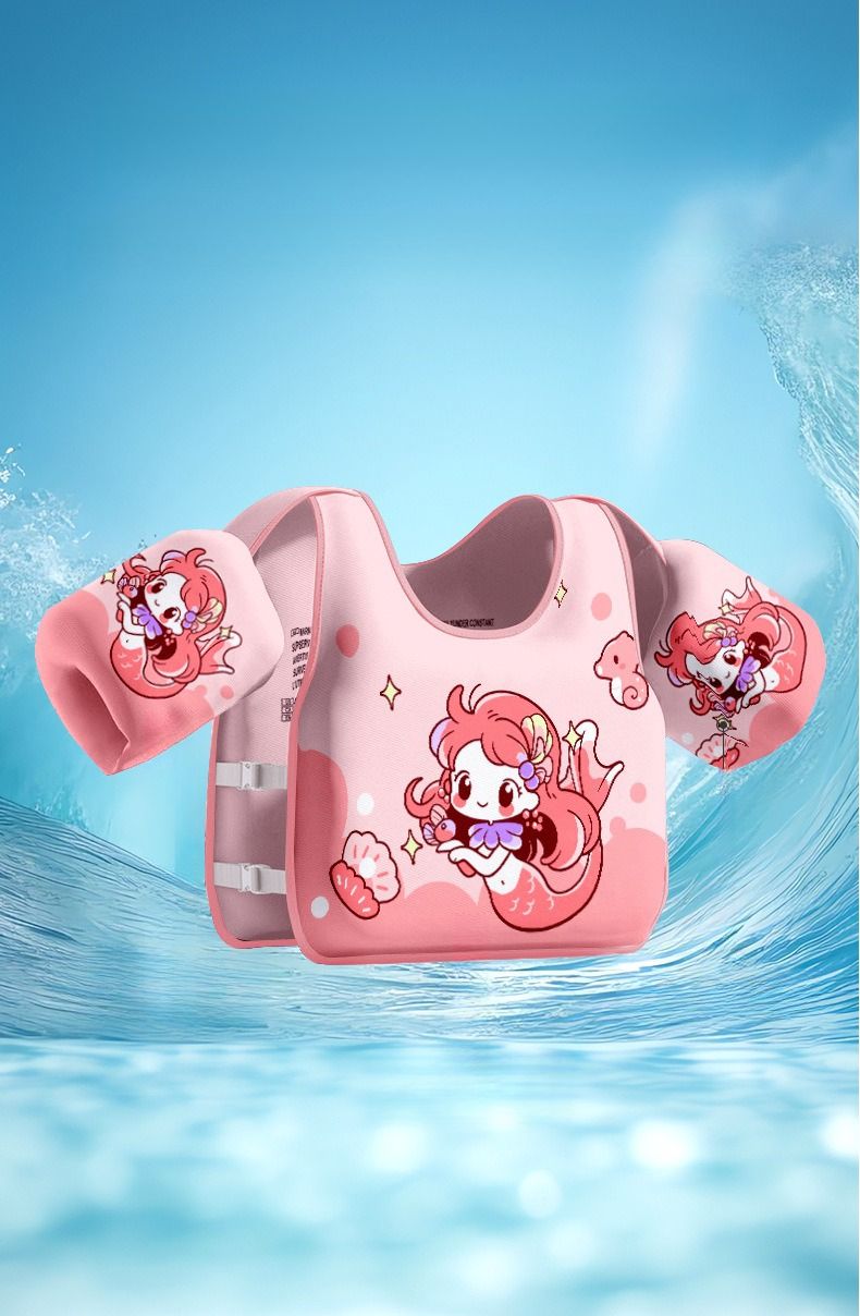 Xiaolu kindervest zonder opblazen, jongens en meisjes, drijvende mouwen, armbanden, baby-beginnerszwempak_voghion.com