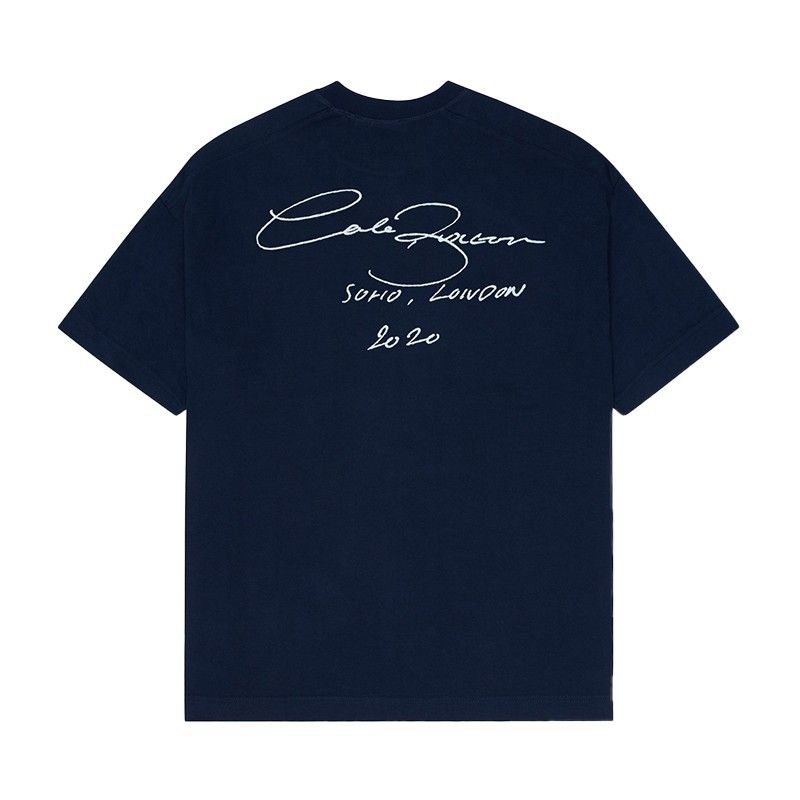 High Street Cole Buxton slogan minimaliste lettre année numéro imprimé col rond décontracté manches courtes T-shirt tendance_voghion.com