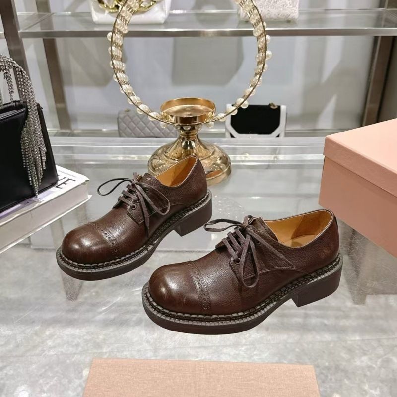 High Quality MIU Single Shoe Women's British Style 2025 Spring New Item, Made Of Old Big Head Leather Thick Sole, Le Fu_voghion.com