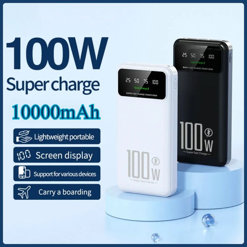 10000 MAh Hohe Kapazität 100 W Schnelllade-Powerbank Tragbares Ladegerät Akkupack Powerbank Für IPhone Huawei Samsung_voghion.com