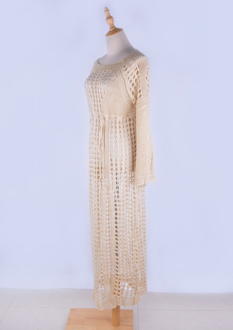 Abbigliamento da donna, sexy, in maglia cava, da spiaggia, sexy, in pizzo, in maglia, da spiaggia, abito a maniche lunghe, con spacchi laterali, costume da bagno, copricostume trasparente per donna_voghion.com