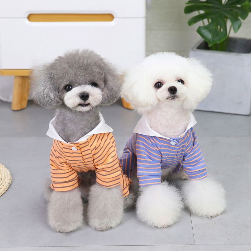 Haustier Hund Herbst und Winter Teddy Haustiere, vierbeinige Hoodies, Wollkleidung, 21 gestreifte Hauskleidung_voghion.com