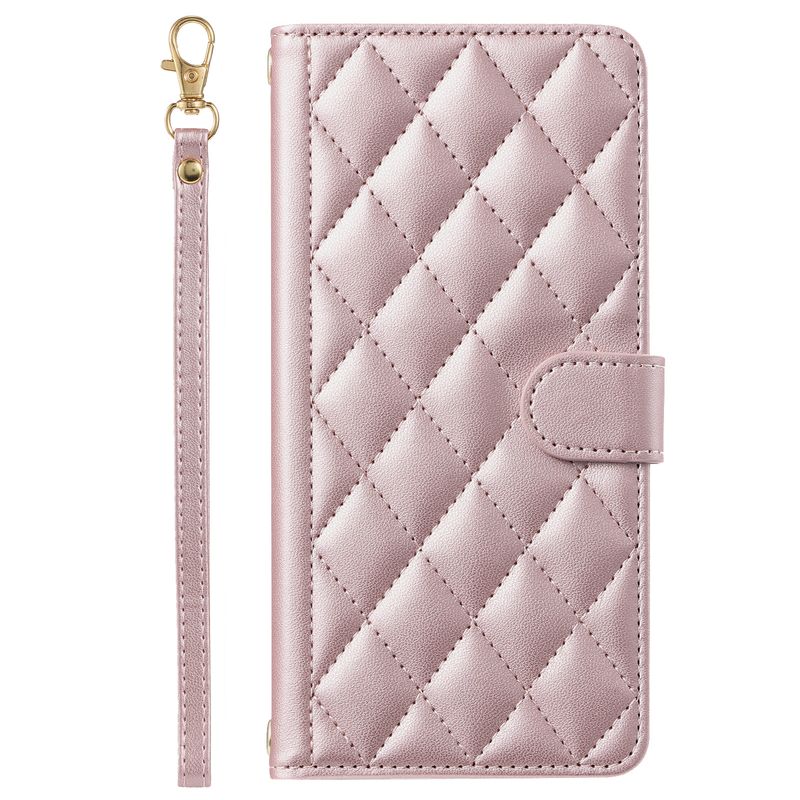 Funda con tapa para iPhone 16 Pro Max con diseño de pata de gallo y ranura para tarjetas, compatible con iPhone 15 y correa cruzada._voghion.com