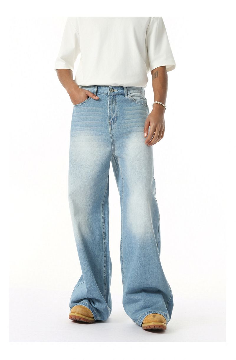 EF JEANS | 2025 Spring New Hong Kong Style Fashion Old Retro Casual Versatile Drape Floor Mopping Jeans_voghion.com