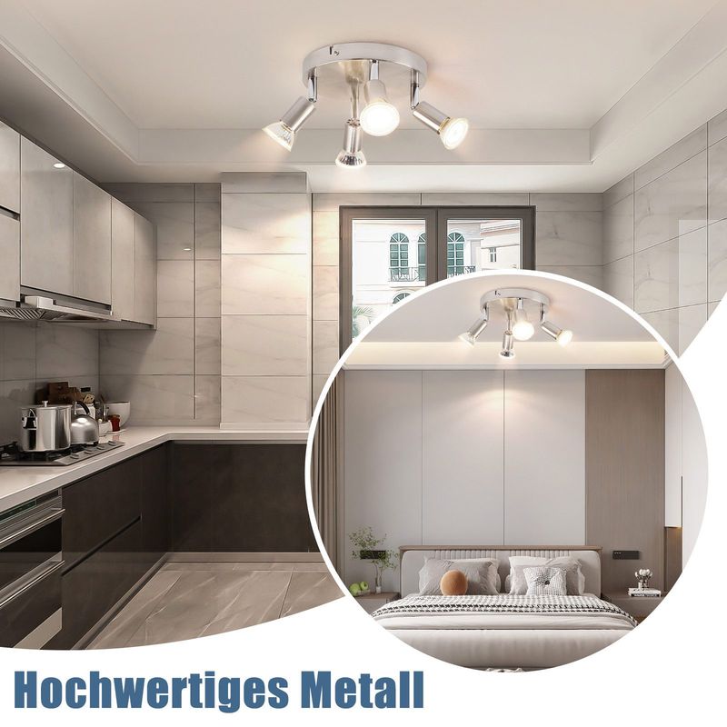 Glitzerlife LED Deckenstrahler Weiß Deckenspots - 4 Flammig Schwenkbar GU10 Metall Deckenlampe Moderne Wohnzimmerlampe Für Schlafzimmer Küche Gang Esszimmer_voghion.com