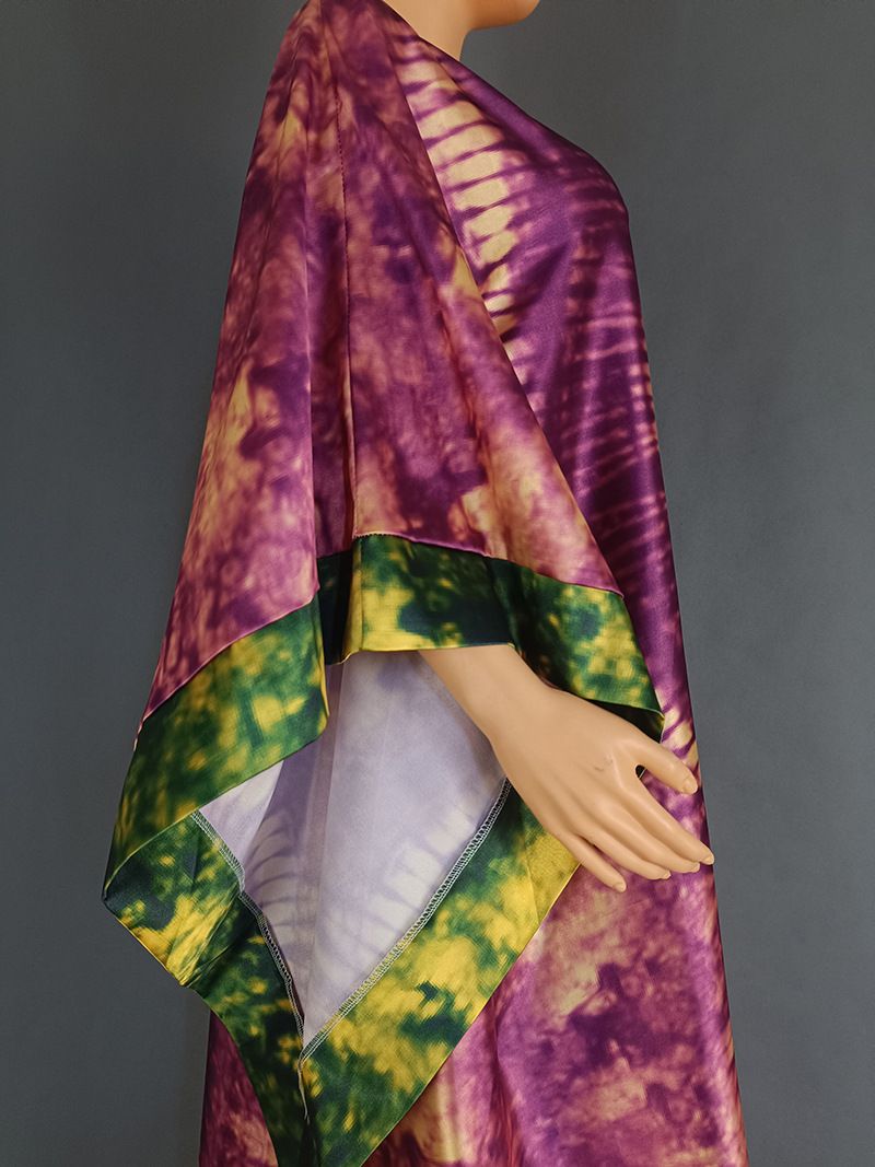 Women's Clothing Digital Printing Simulation Silk Satin Loose Trousers Robe Two Piece Suit_voghion.com