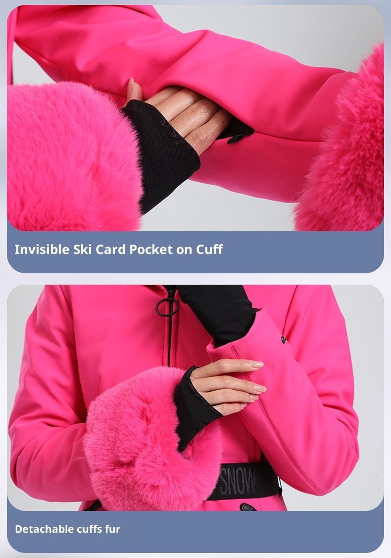 001 Nuova giacca da sci invernale imbottita calda slim fit da donna con doppia tavola antivento impermeabile per il freddo estremo_voghion.com