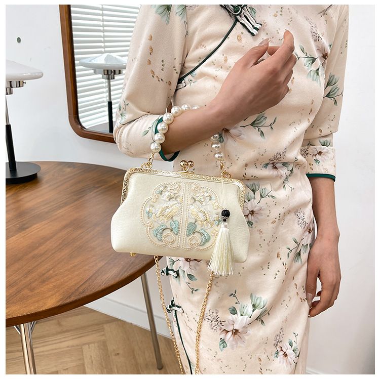 Borsa a mano in stile cinese ricamata Womeg da donna, tracolla singola, cheongsam, regalo da passerella_voghion.com