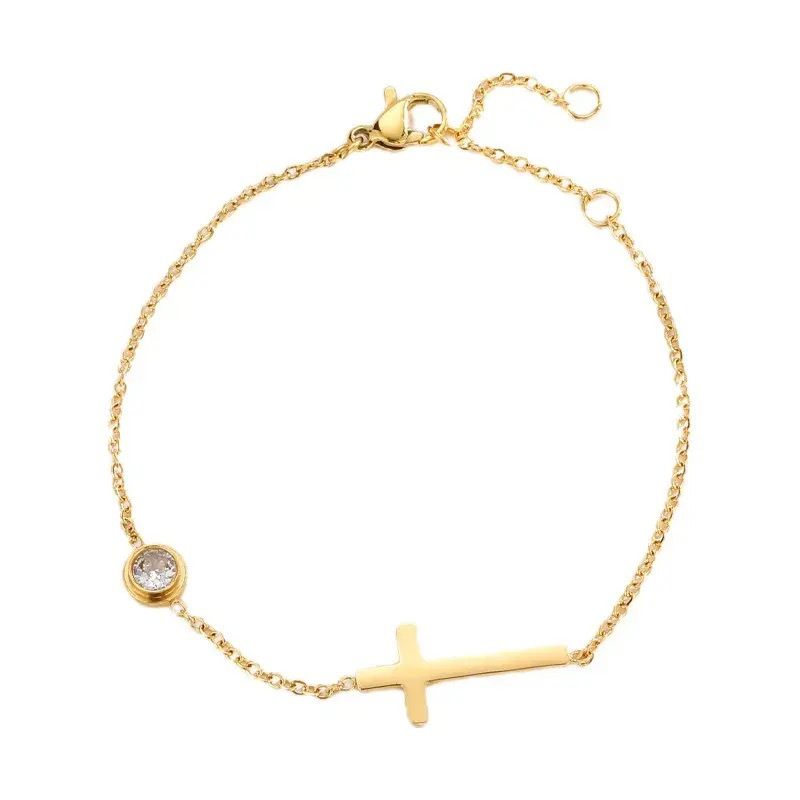 Neues luxuriöses Nischen-High-End-Fußkettchen aus Titanstahl mit Kreuz und Diamantbesatz für Damen, modische Super-Feen-Fußkette_voghion.com
