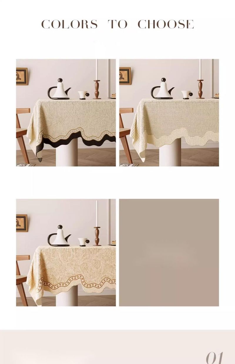 Silent Wind Tablecloth Waterproof Heat Resistant Wash-Free Linen Feel Fabric Dining Mat Light Luxury High-end Sense Lace_voghion.com