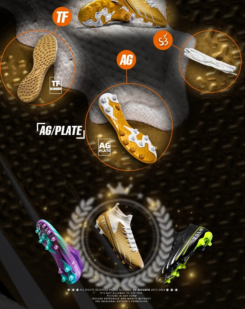 Vīriešu biedrības futbola laukuma zābaki Profesionāli pieaugušo bērnu futbola apavi Augstas kvalitātes zāles treniņu spēles apavi Futsal_voghion.com