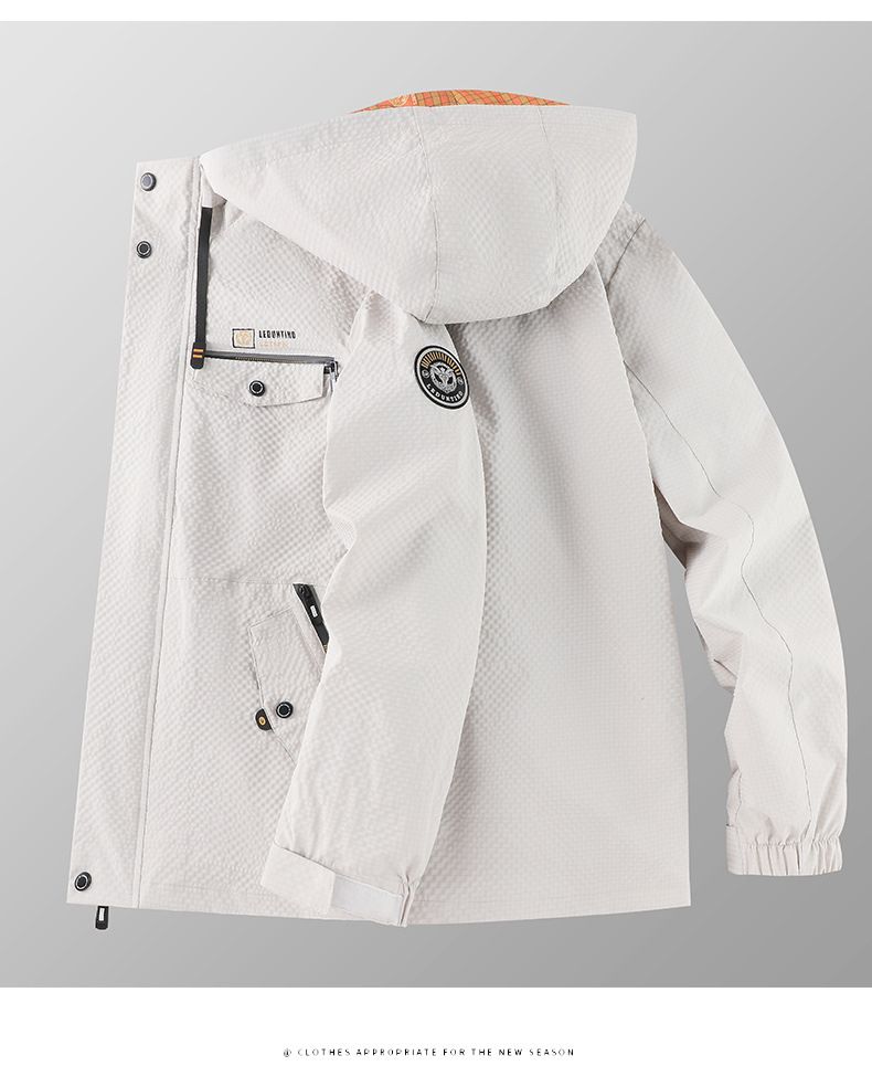 Men's Waterproof Hooded Jacket Windproof Casual Coat Lightweight Outdoor Zipper Jacket For Spring & Autumn_voghion.com
