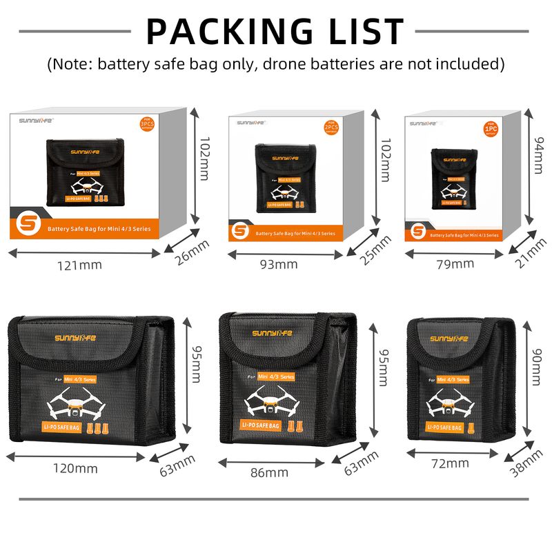 Drone LiPo Safe For 4 PRO Explosion-proof Protective Bag Battery Storage Case For DJI MINI Pro/Mini 3_voghion.com