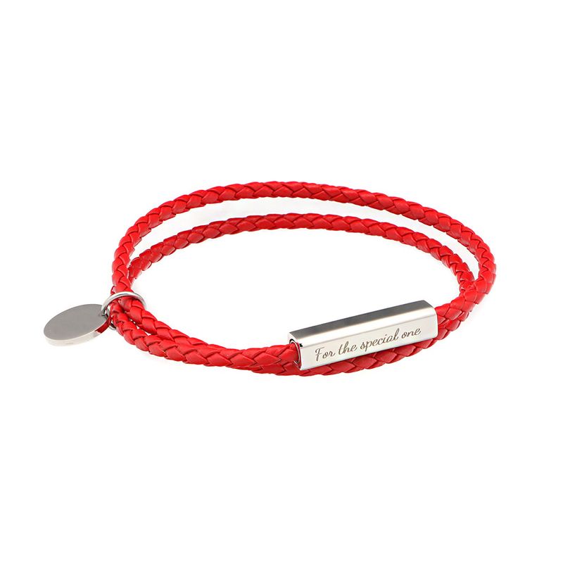 Coppia di braccialetti di coppia in corda di cuoio intrecciata in acciaio inossidabile con incisione Qixi Festival, braccialetti di marca alla moda a doppio cerchio_voghion.com