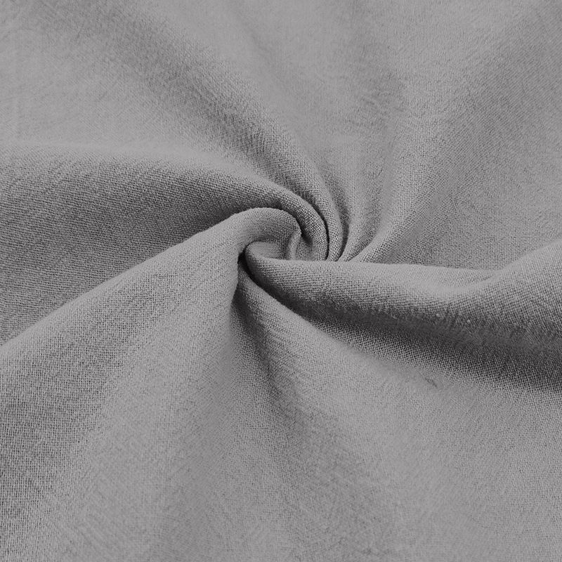 Camisa de lino de manga corta para hombre, nueva, de color liso, con cuello alto y bolsillo, holgada, informal_voghion.com