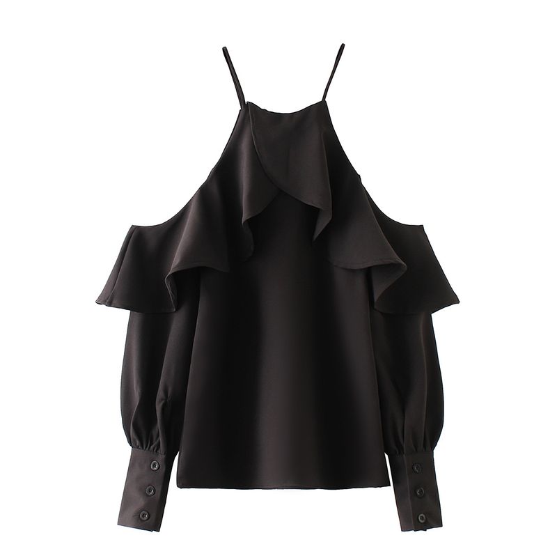 Îmbrăcăminte pentru femei, cămașă cu mânecă lungă, cu bretele, roz și alb, stil Lin Qian, de același fel_voghion.com