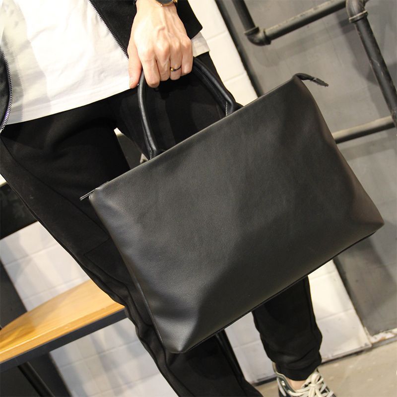 Handbag Men's Korean Style Briefcase Simple Casual Shoulder Crossbody Office Ultra-Thin Computer File Bag_voghion.com