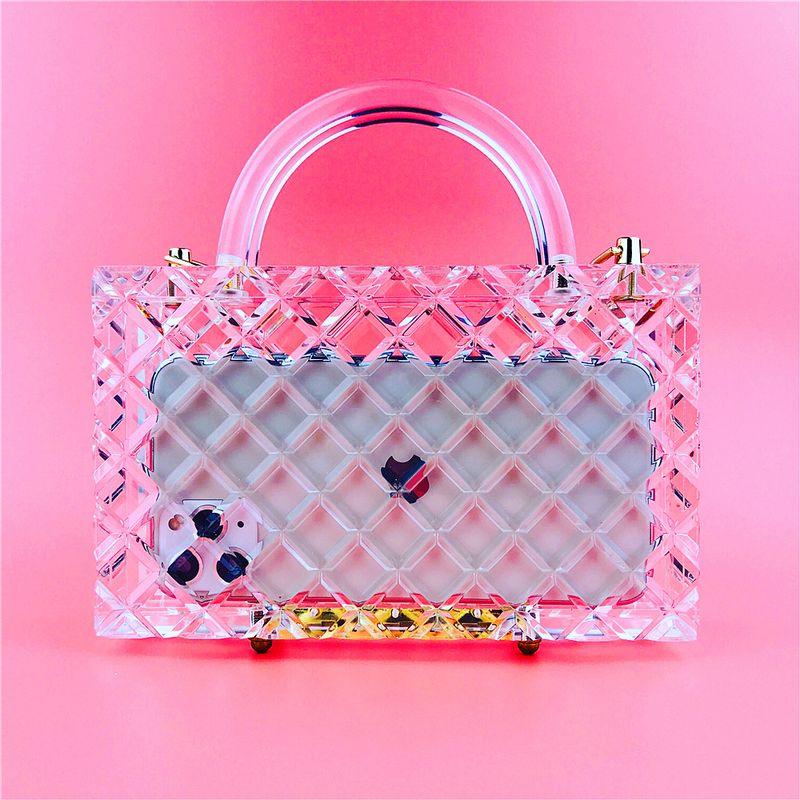 Hengmei Nuova borsa trasparente a quadri ultra spessa, pochette da sera in acrilico_voghion.com