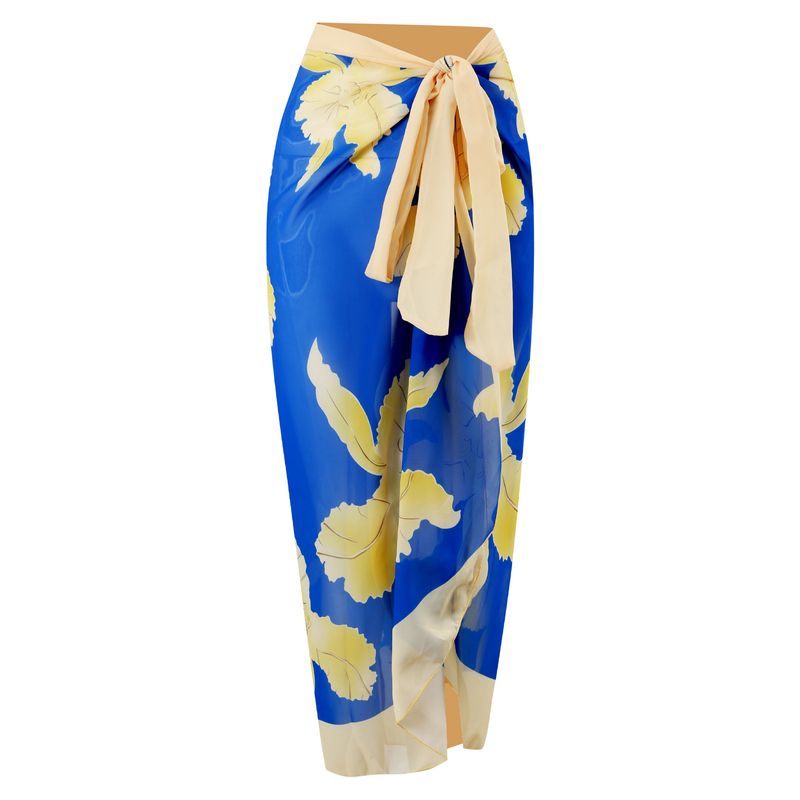 Nuovo costume da bagno intero a triangolo per donna con gonna lunga in chiffon snellente floreale da spiaggia_voghion.com