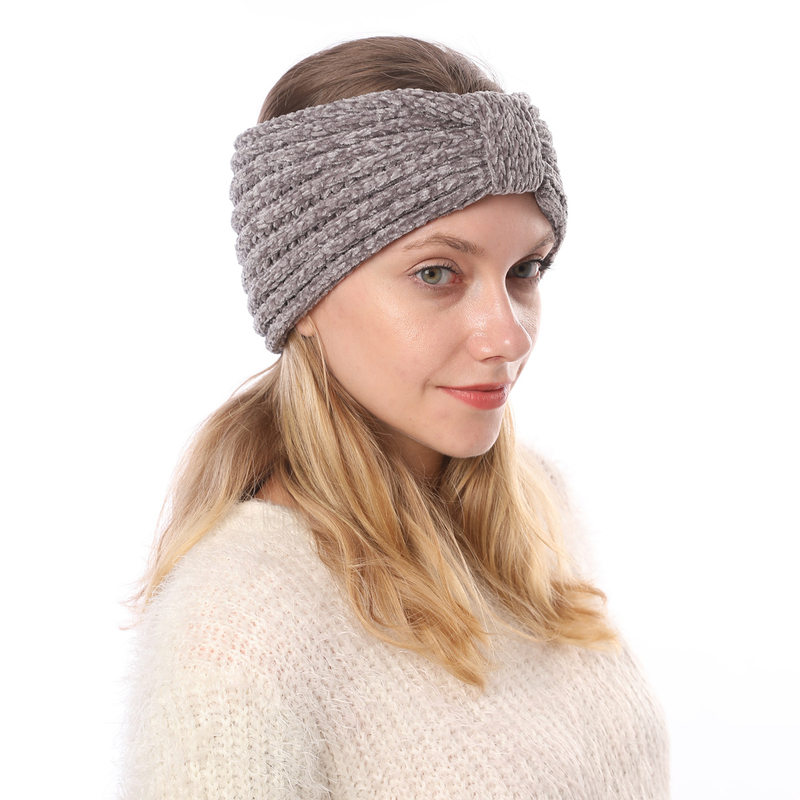 Accessori per capelli con fascia per capelli con fiocco in lana lavorata a maglia morbida, ispessita, alta elasticità e calda autunno/inverno da donna_voghion.com