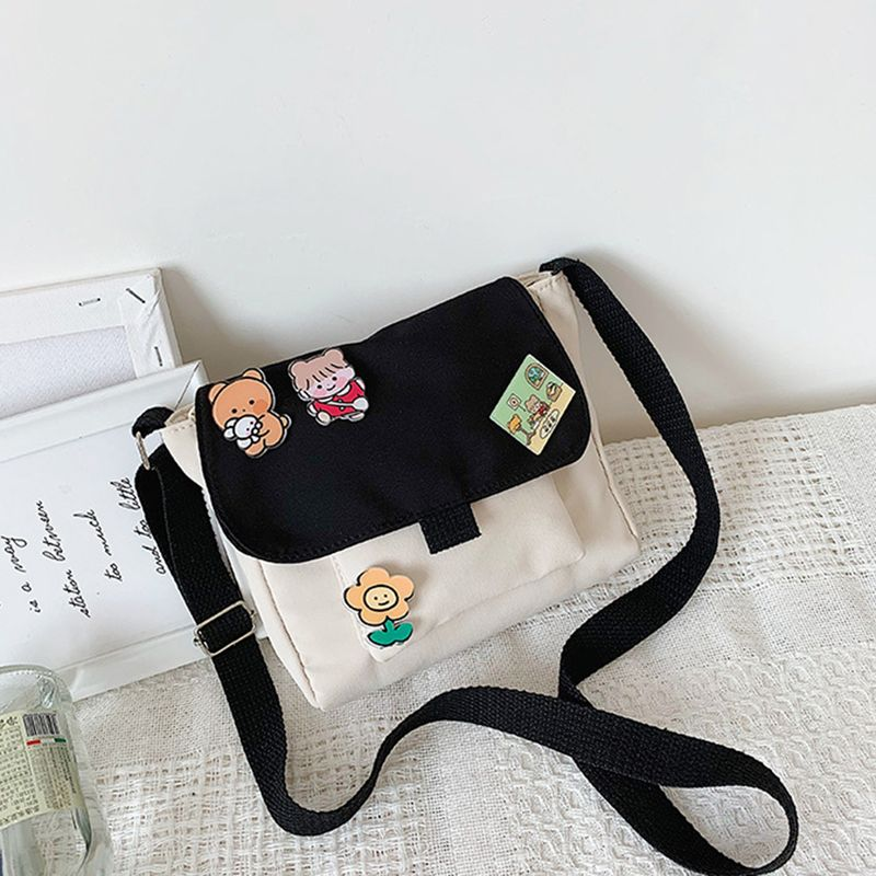 Lihao Dames Mooie Retro Grote Capaciteit Duurzame Canvas Crossbody Tas Schoudertas-Zwart_voghion.com