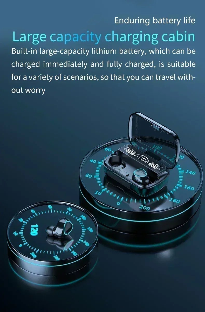 Original M10 Headphones Bluetooth Wireless Earpods Sports Stereo Noise Canceling Headphone Microphone Speaker_voghion.com