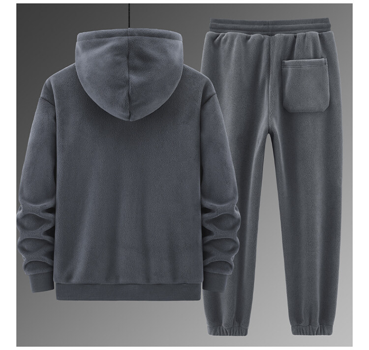 Ropa de hombre Invierno Nuevo traje grueso de terciopelo Sudadera con capucha de terciopelo de cordero para hombre Pantalones de algodón Traje deportivo informal cálido_voghion.com