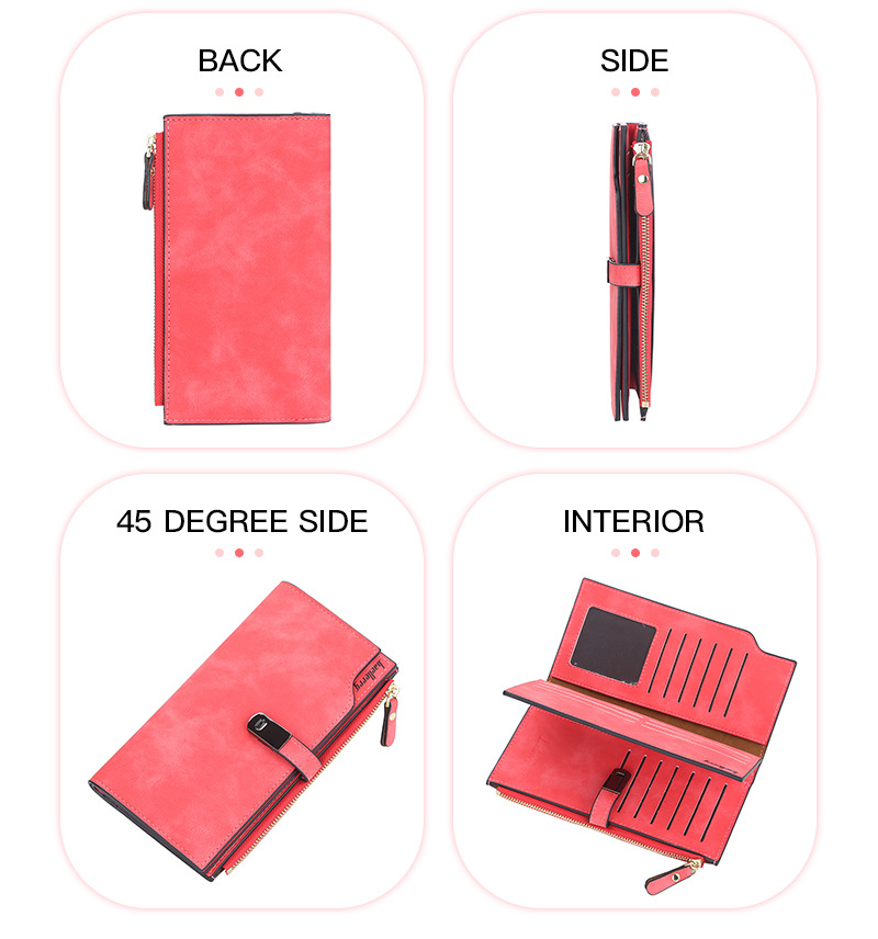 Baellerry Women's Long Wallet New Arrival Multi-card Matte Leather Clutch Multi-functional Mobile Phone Bag_voghion.com