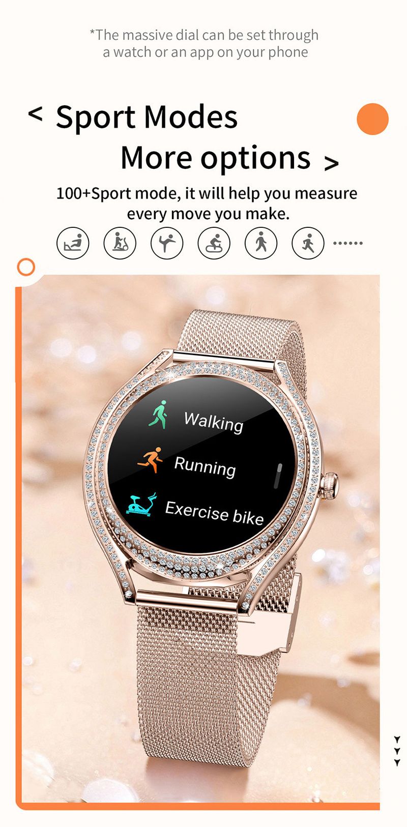 Smart Fashion Watch For Women Heart Rate Sleep Monitoring Multi Function Waterproof Pedometer Sports Watch_voghion.com