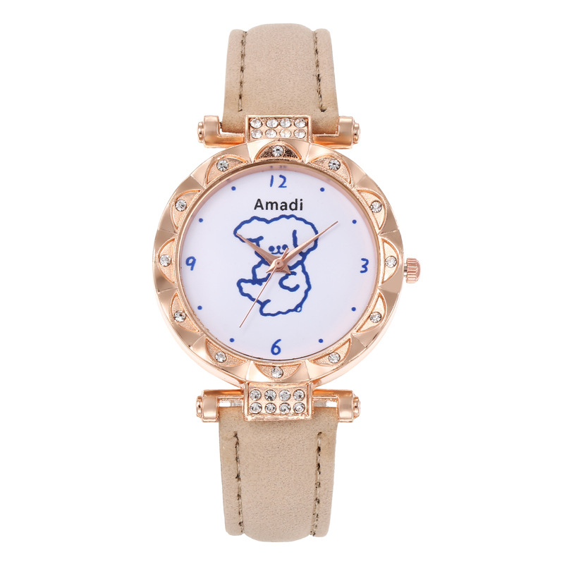 2024 2024 Amadi New Cute Bear Simple Cute Watch+bracelet Gift Box Women's Fashion Quartz Watch_voghion.com