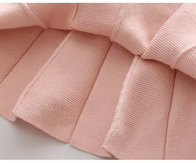 Suéter de punto de dos piezas para niña, edición coreana, otoño/invierno 2022, conjunto de media falda y cárdigan_voghion.com