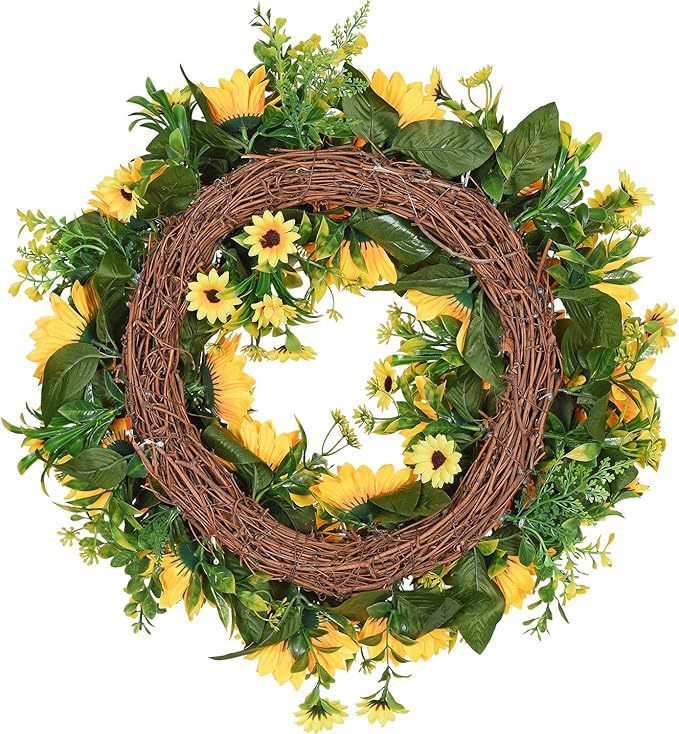 Home Textile Summer Wreath Artificial Sunflower Wreath Door Hanging Wreath_voghion.com
