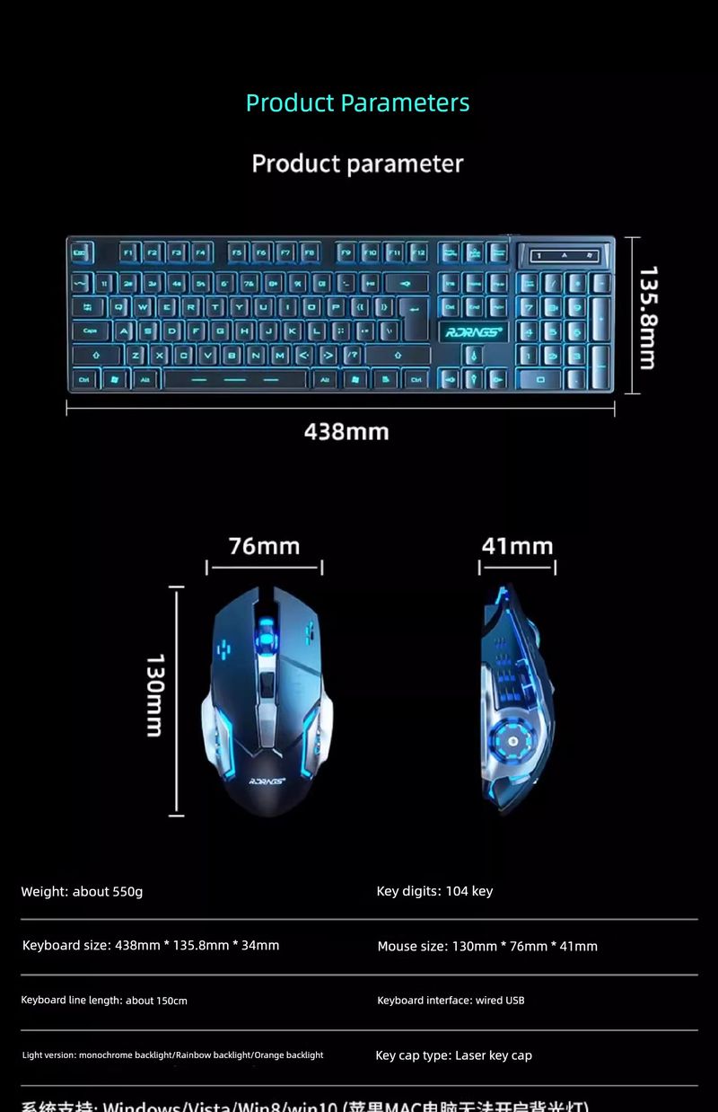 Echtes Nical Peripheriegerät Touch Wired Wireless Computerspiel E-Sport Tastatur Maus Headset Dreiteiliges Set_voghion.com