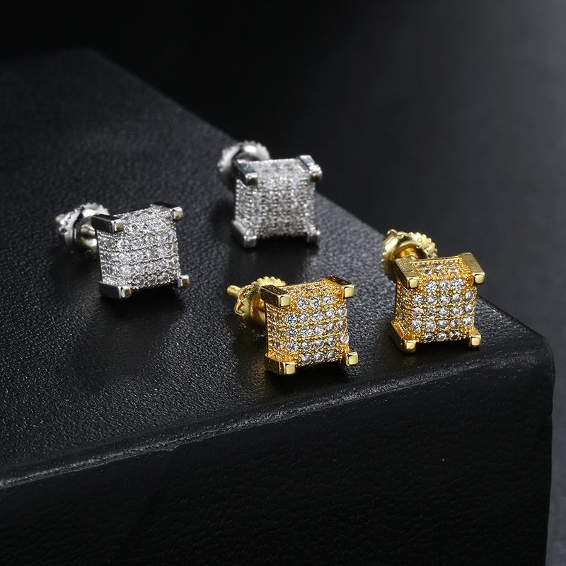 Orecchini da uomo con micro zirconi intarsiati e diamanti, orecchini hip-hop alla moda da strada_voghion.com