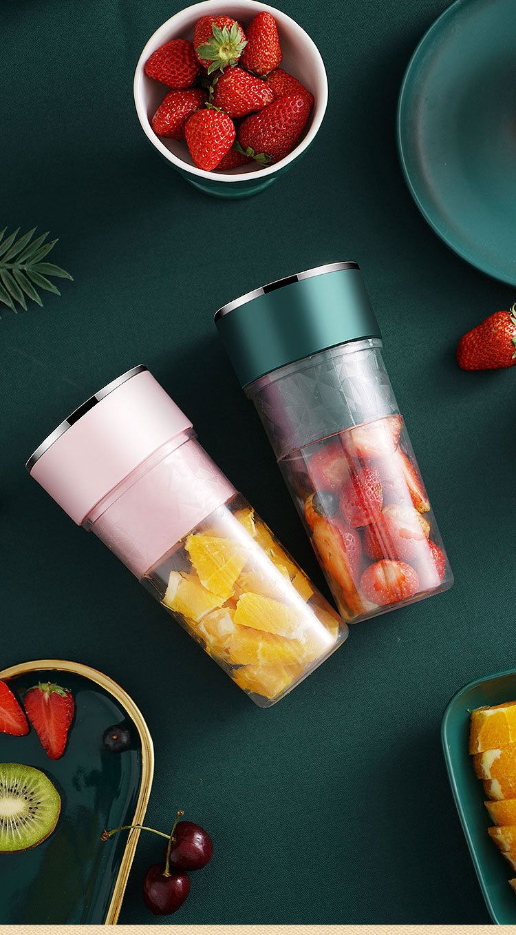 Portable Electric Juicer Cup - 400ml Mini Blender For Fruits & Smoothies, Rechargeable USB Travel Juicer With Dual Blades, BPA-Free PC Material_voghion.com