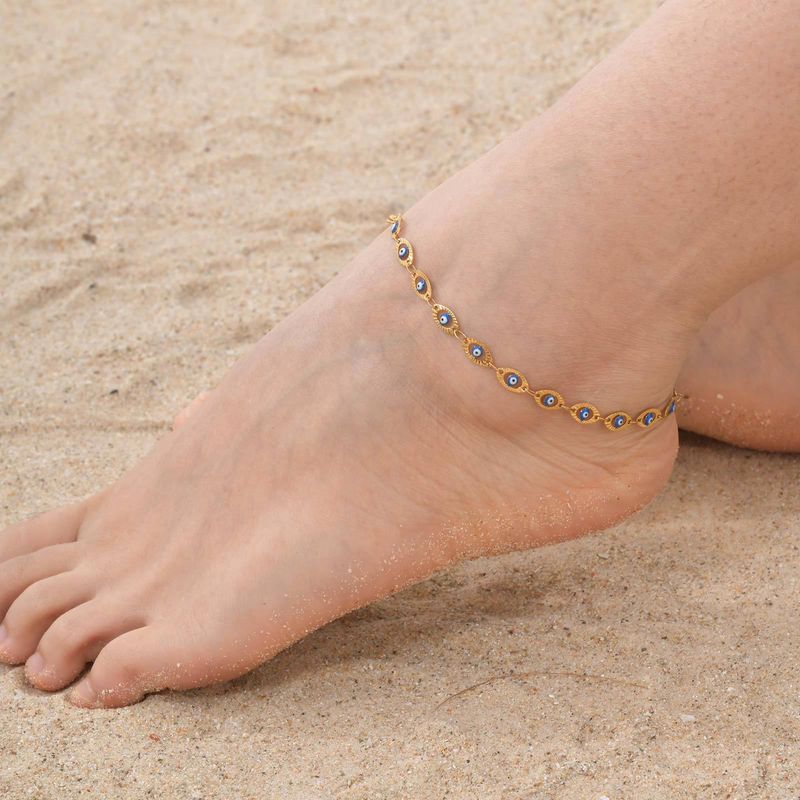 Cavigliera con occhio di demone in rilievo in acciaio inossidabile, stile casual estivo JC-226_voghion.com