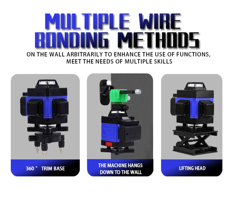 Self-Leveling 12/16-Line Laser Level – High-Precision Cross-Line Leveler With Digital Display, Blue Housing & Non-Slip Tripod_voghion.com