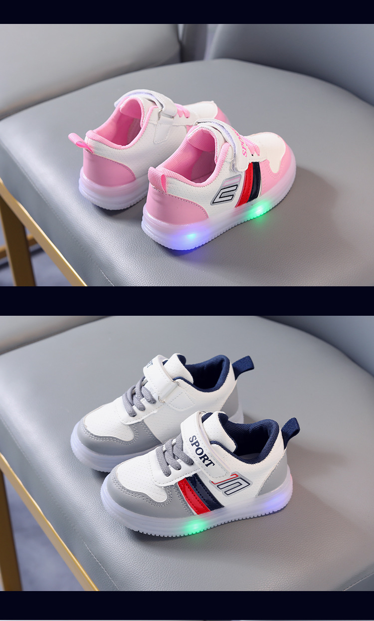 Boys' Casual Shoes Spring And Fall Velcro Soft Soled Children's Board Shoes Girls' Led Light Shoes_voghion.com
